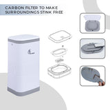 R For Rabbit Hygo Bin Portable Diaper Bin One Size Grey White