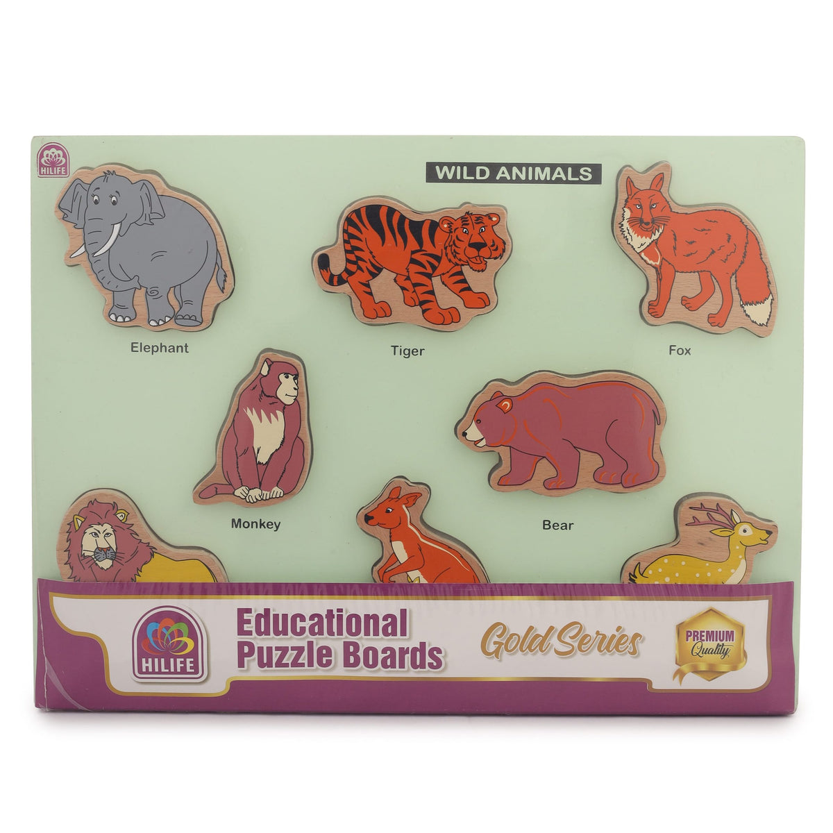 Hilife Wild Animal Raised Wooden Puzzle One Size Multicolor