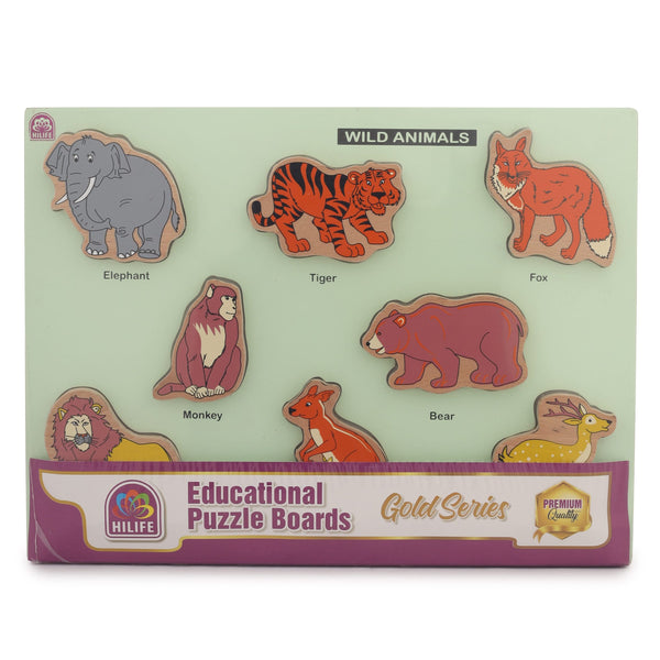 Hilife Wild Animal Raised Wooden Puzzle One Size Multicolor