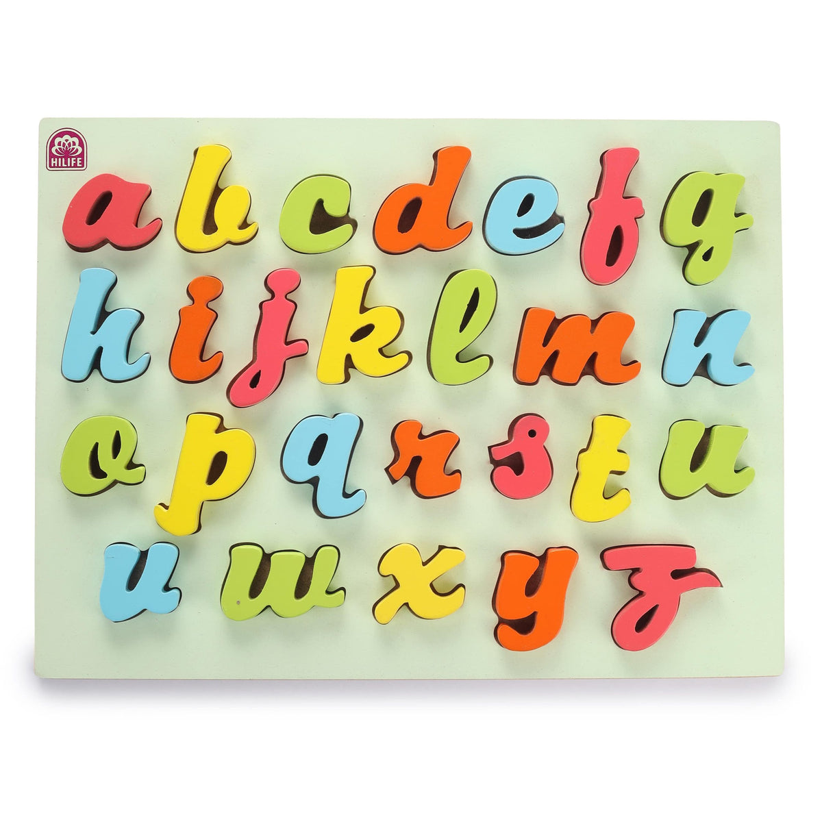 Hilife English Alphabet Raised Wooden Puzzle Cursive 3Y+ Multicolour