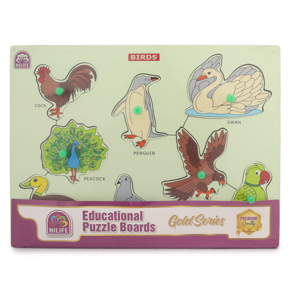 Hilife Educational Wooden Puzzle Board Bird 30 x 22.2 x 1.8 cm Multicolor