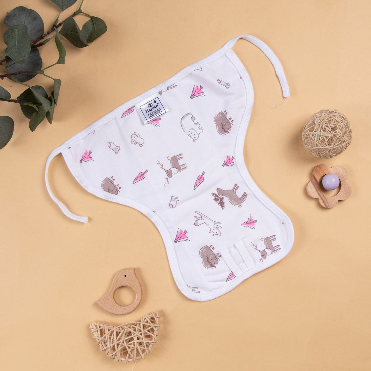 White Printed Reusable Baby Nappy (Pack of 5) - MEDIUM SIZE