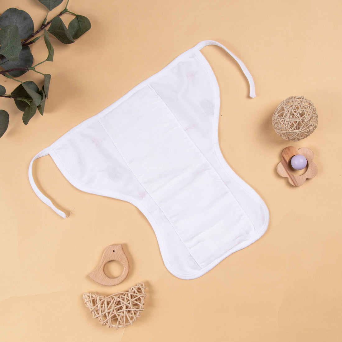 White Printed Reusable Baby Nappy (Pack of 5) - MEDIUM SIZE