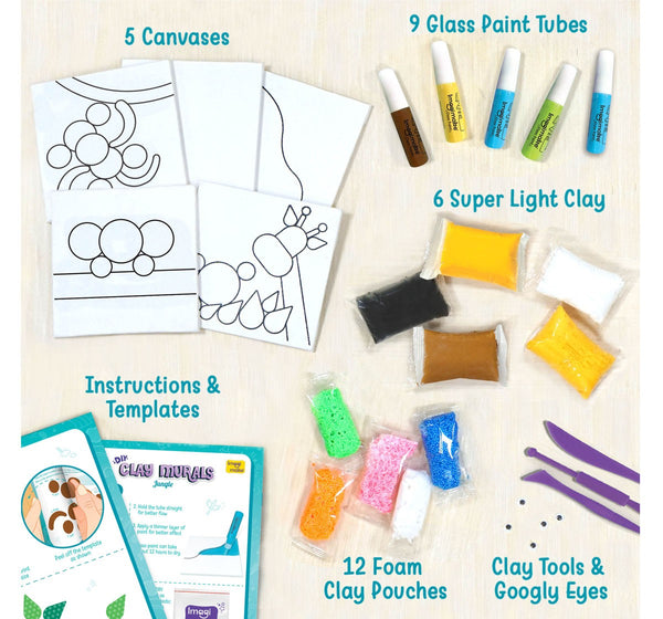 Imagimake Clay Mural Jungle Glass Painting Craft Set for kids