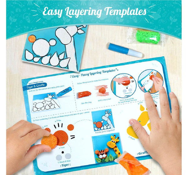 Imagimake Clay Mural Jungle Glass Painting Craft Set for kids