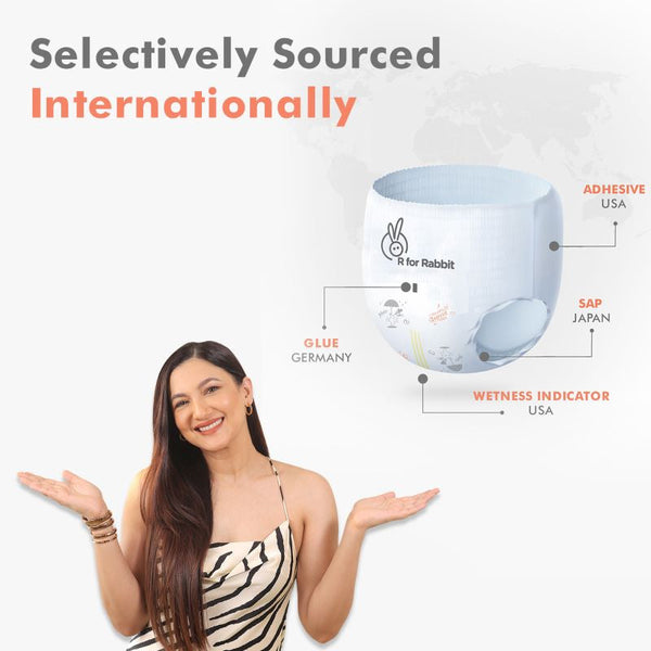 R For Rabbit Feather Diapers - Extrs Small Size Pant Style (<5 Kgs) - Pack Of 22