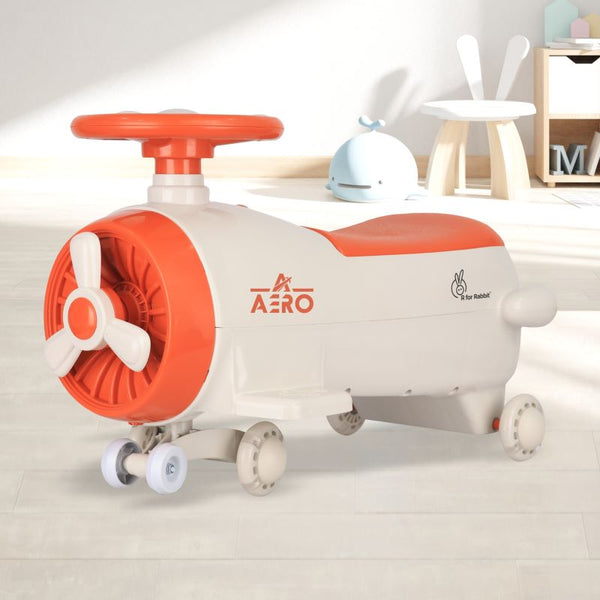 R For Rabbit Iya Iya Aero Swing Car for kids 2 in 1 Ride On - Cream Orange