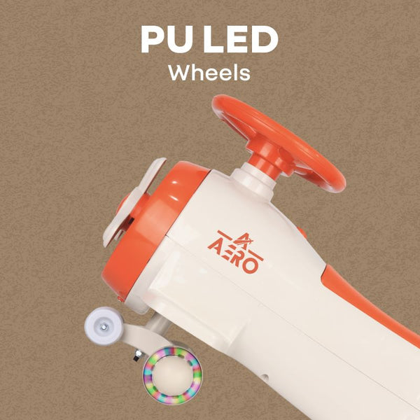 R For Rabbit Iya Iya Aero Swing Car for kids 2 in 1 Ride On - Cream Orange