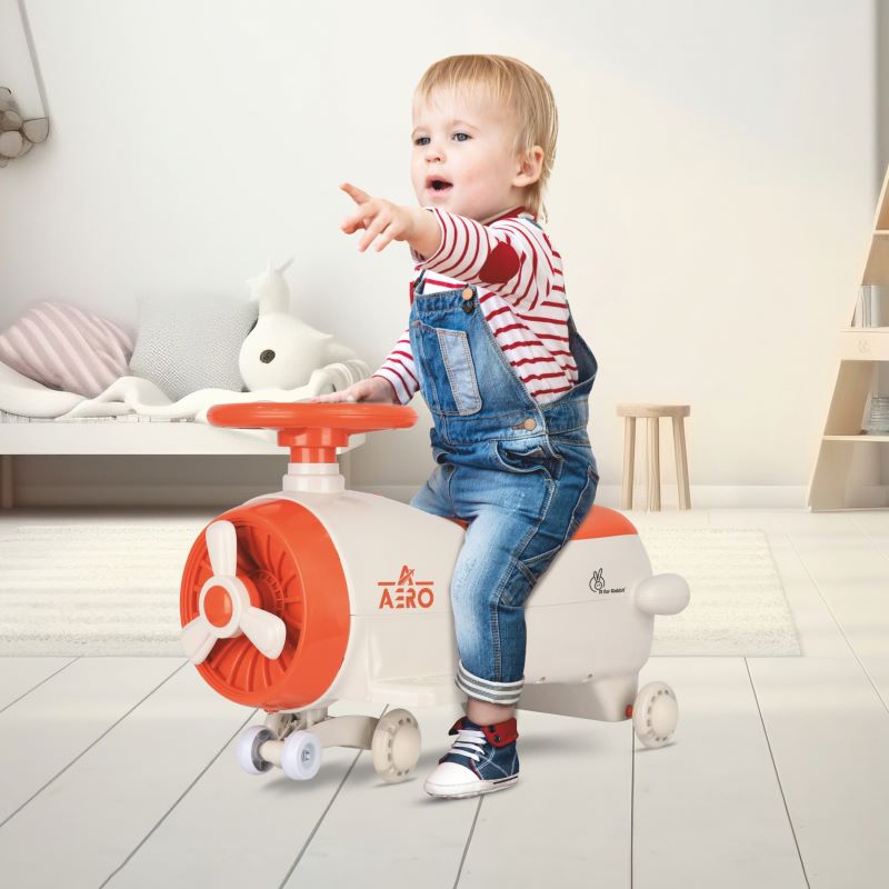R For Rabbit Iya Iya Aero Swing Car for kids 2 in 1 Ride On - Cream Orange