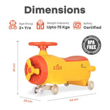 R For Rabbit Iya Iya Aero Swing Car for kids 2 in 1 Ride On - Yellow Orange
