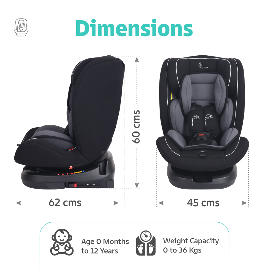 R For Rabbit Car Seat Jack N Jill Grand Isofix Black Grey