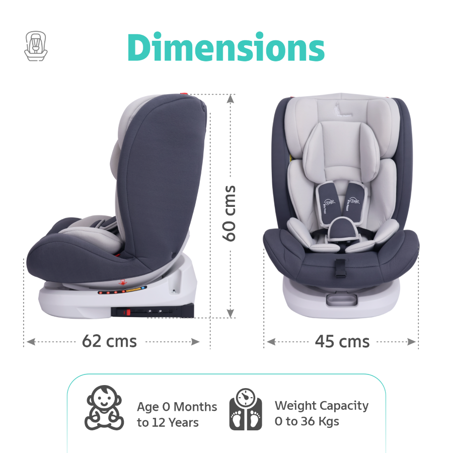 R For Rabbit Car Seat Jack N Jill Grand Isofix Grey