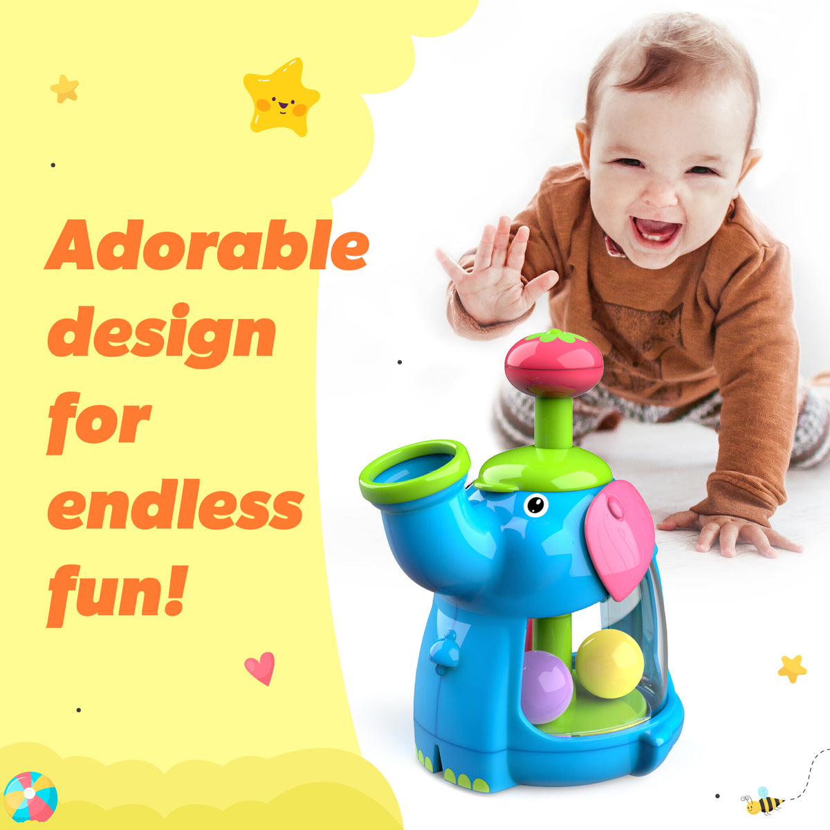 Giggles Jumbo Push & Twirl 4-Piece Push & Spin Activity Toy– Multicolor