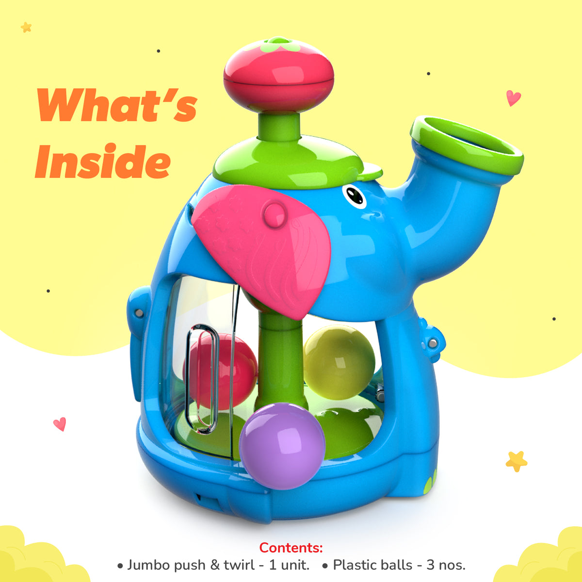 Giggles Jumbo Push & Twirl 4-Piece Push & Spin Activity Toy– Multicolor