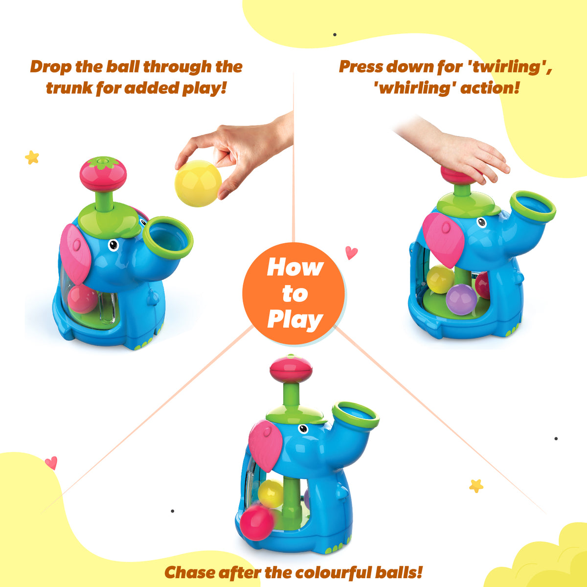 Giggles Jumbo Push & Twirl 4-Piece Push & Spin Activity Toy– Multicolor