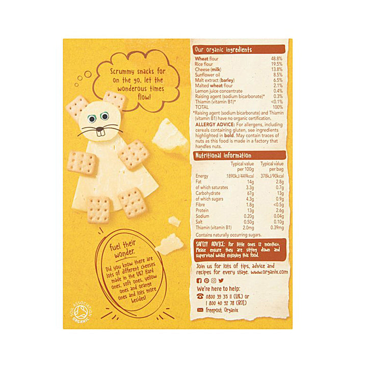 Organix Organic Mini Cheese Crackers Toddler Snacks – 12+ Months, 4 x 20g