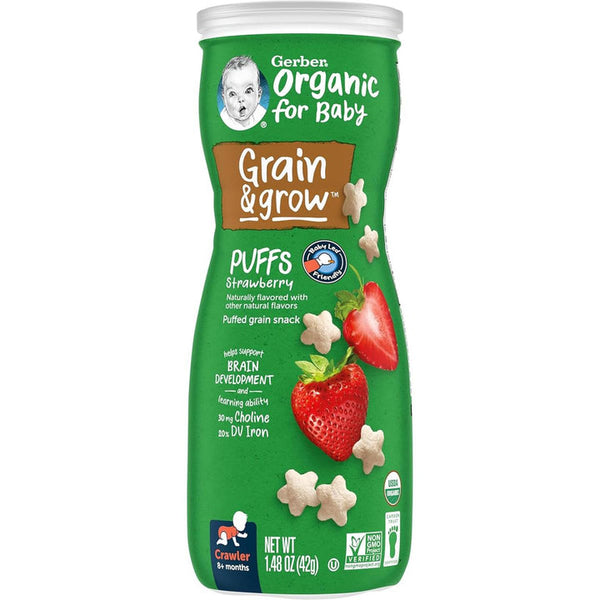 Gerber Organic Puffs For Babies - Strawberry