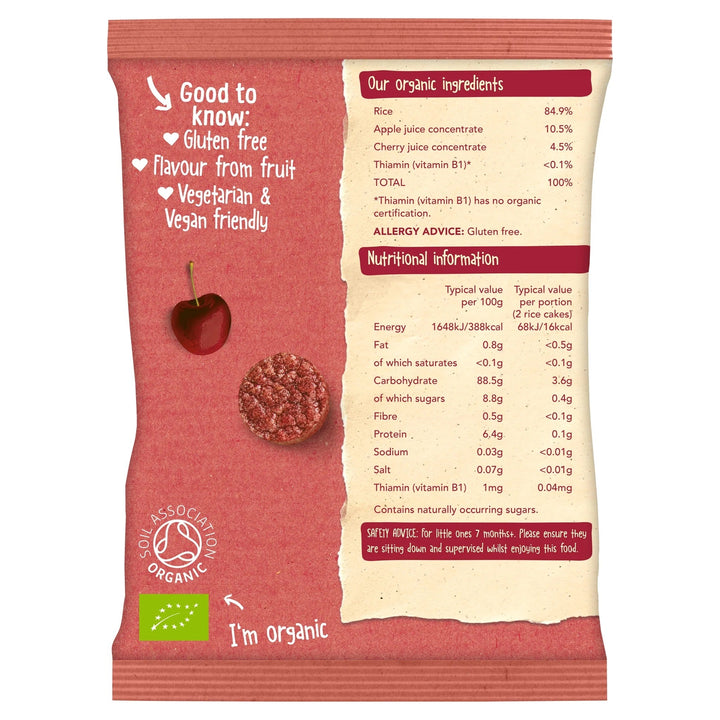 Organix Cherry Rice Cake Clouds Organic Baby Snacks – 7+ Months, 40g