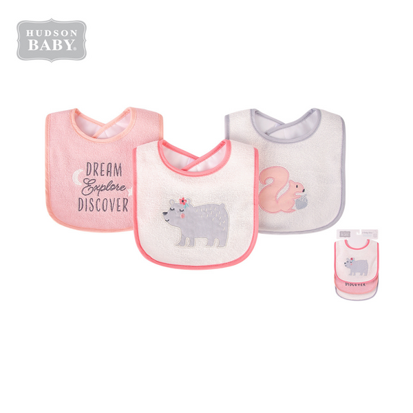 Hudson Baby Drooler Bib, Pack of 3, Bear