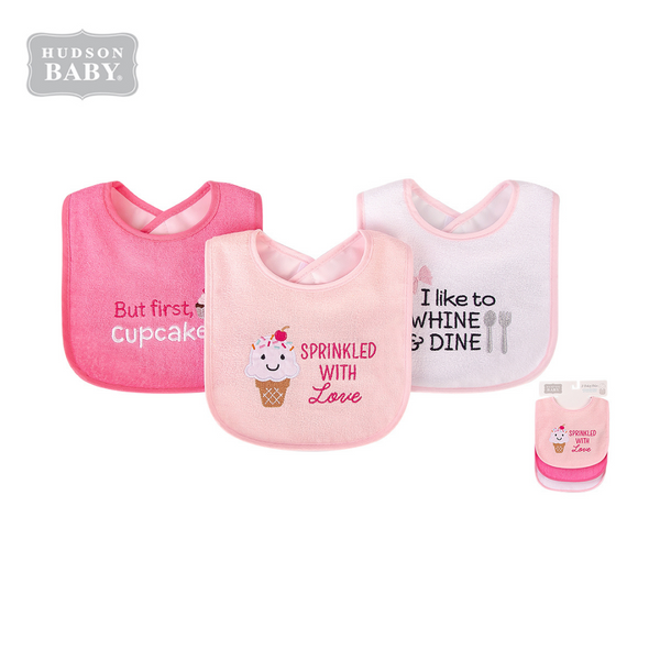 Hudson Baby Drooler Bib, Pack of 3, Sweet Ice-Cream