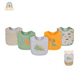 Millie & Myles CVC Interlock Bib Pack of 5 One Size – Dino