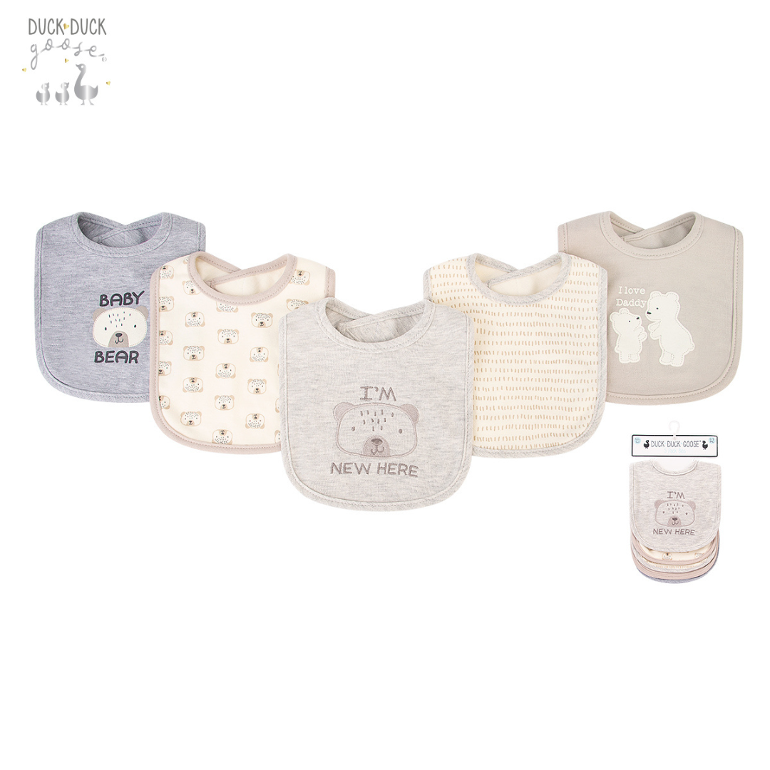 Duck Duck Goose Cvc Interlock Baby Bib, Pack Of 5, Baby Bear