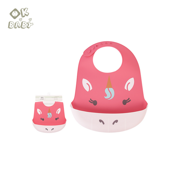Ok Baby Silicone Baby Bib - Magenta