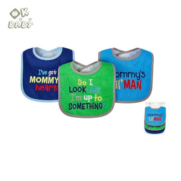 Ok Baby Terry Drooler Bib, Pack of 3,Mommy'a Boy