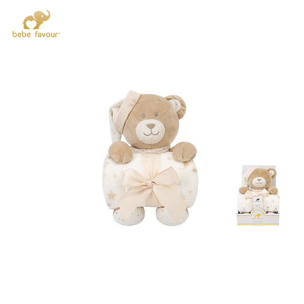 Bebe Favour Royal Bear Cozy Cuddly Teddy Blanket - Fawn