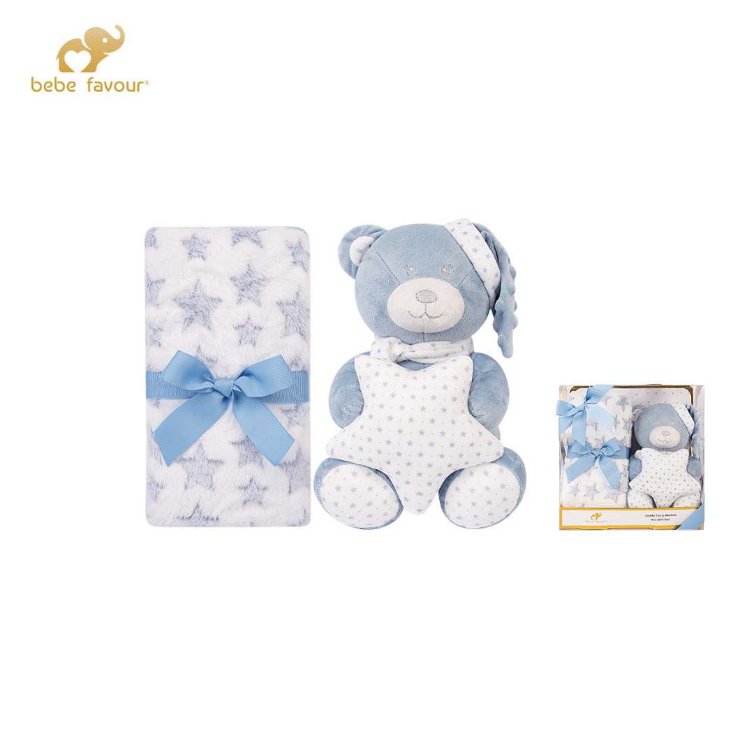 Bebe Favour Royal Bear Cozy Cuddly Teddy Blanket - Sky