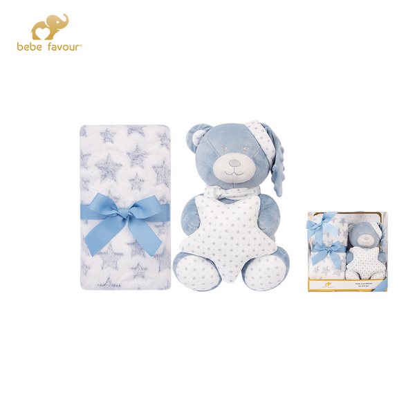 Bebe Favour Royal Bear Cozy Cuddly Teddy Blanket - Sky