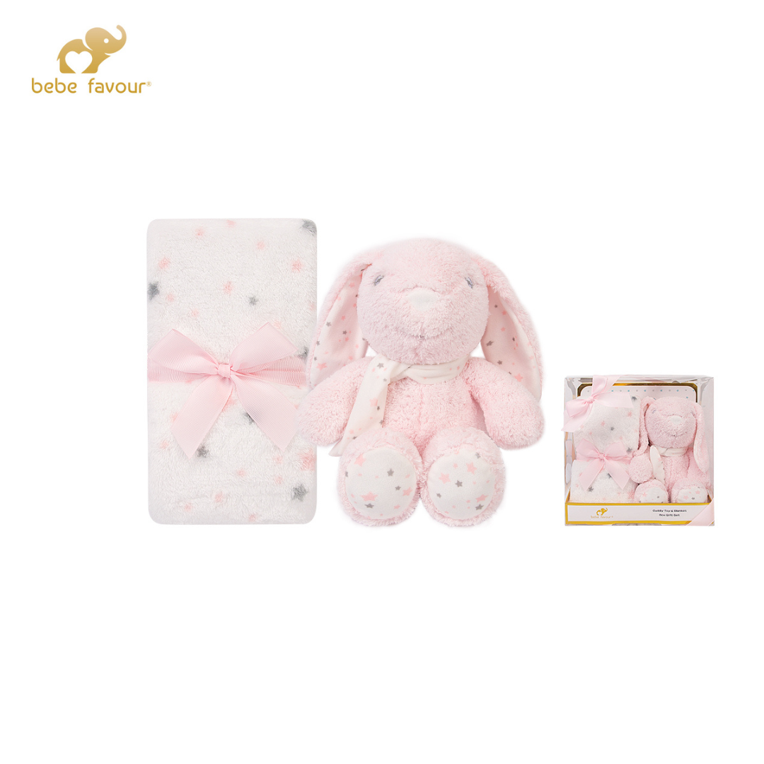 Bebe Favour Royal Rabbit Cozy Cuddly Teddy Blanket - Pink