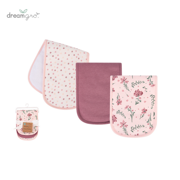 Dream Gro Baby Burp Cloths, Pack Of 3, Various Prints