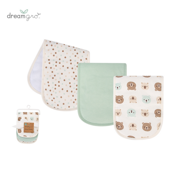 Dream Gro Baby Burp Cloths, Pack Of 3, Various Prints