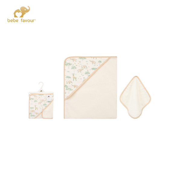 Bebe Favour Baby Hooded Towel & Washcloth - Fawn