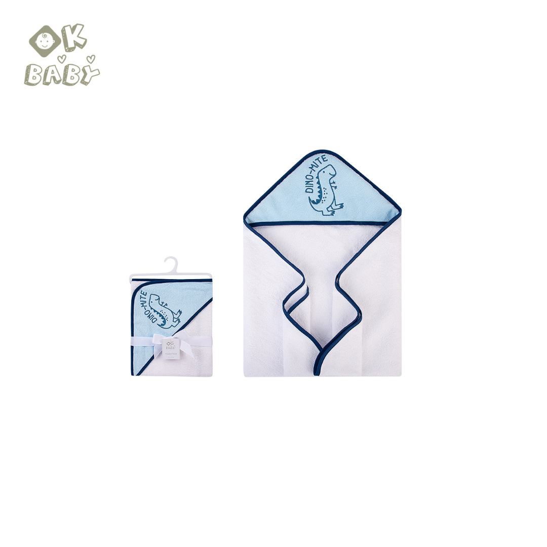 Ok Baby Hooded Towel (Woven Terry) - Sky