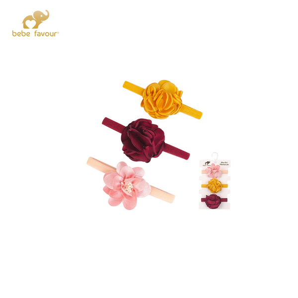 Baby Favour Floral Fancy Wide Headband (Pack Of 3) - Mix