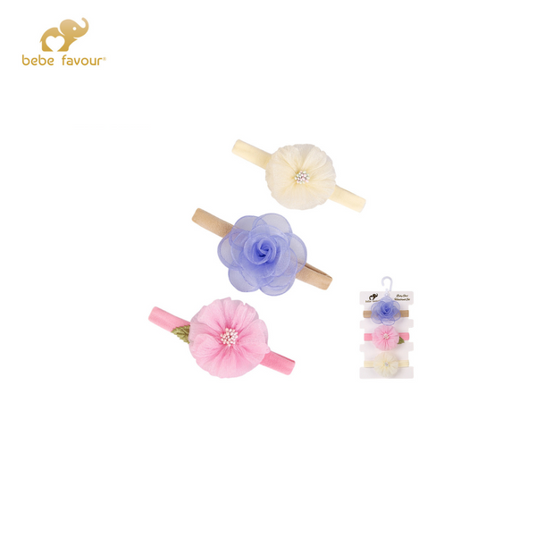 Baby Favour Floral Fancy Wide Headband (Pack Of 3) - Mix