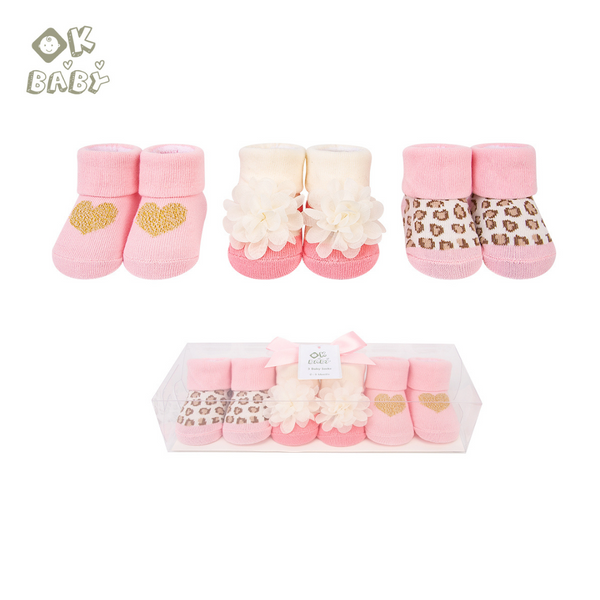 Ok Baby Socks Giftset, Pack Of 3, Baby Pink