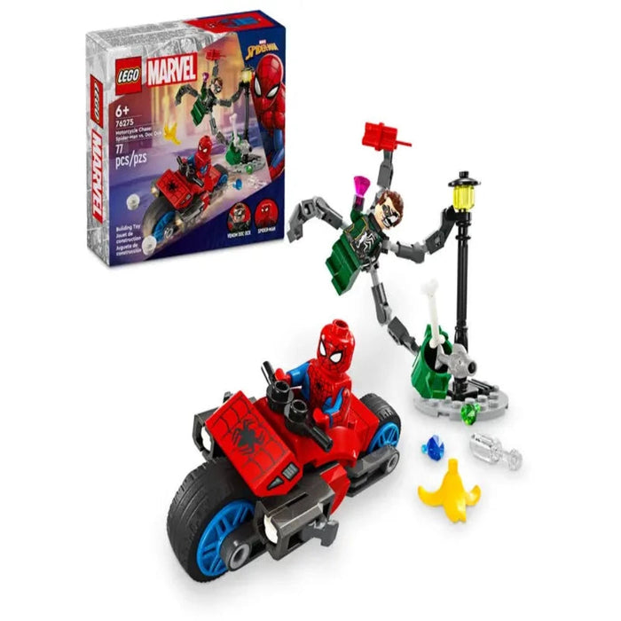 LEGO Marvel Motorcycle Chase: Spider-Man Vs. Doc Ock 6+ 77Pcs 76275