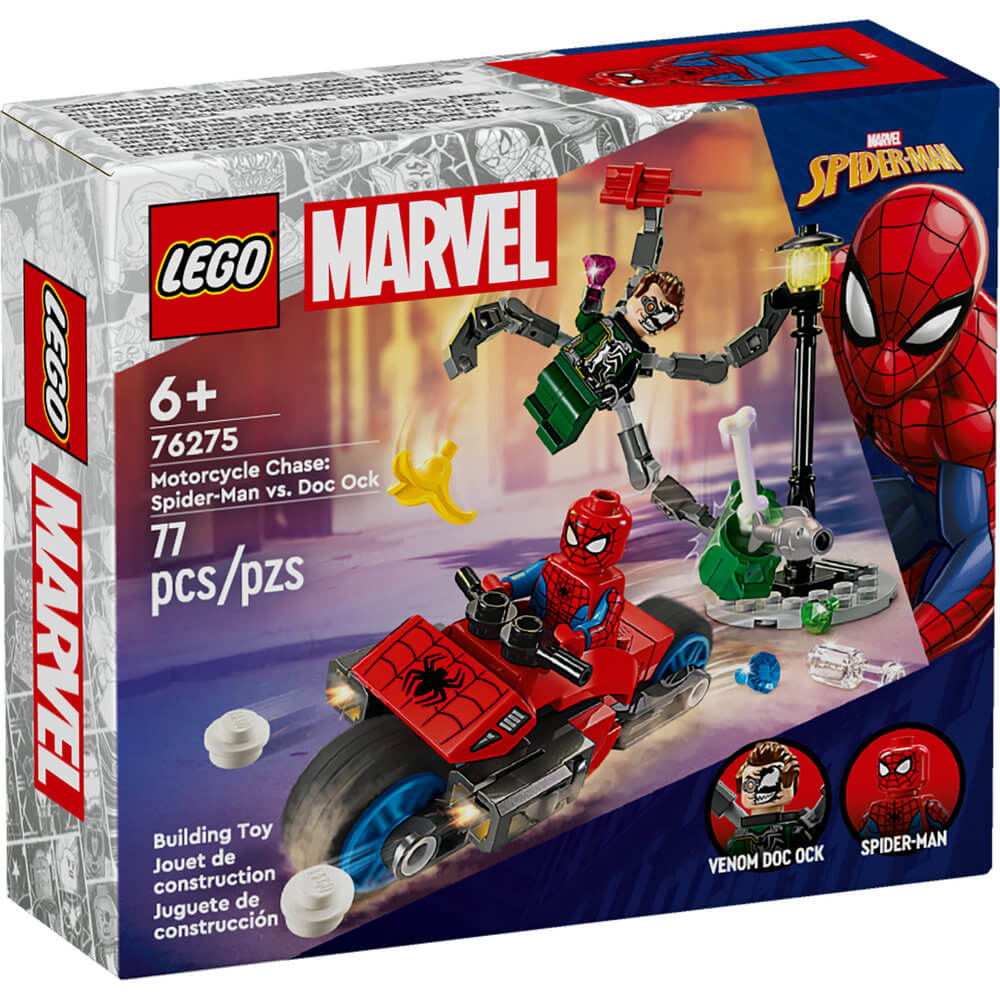 LEGO Marvel Motorcycle Chase: Spider-Man Vs. Doc Ock 6+ 77Pcs 76275