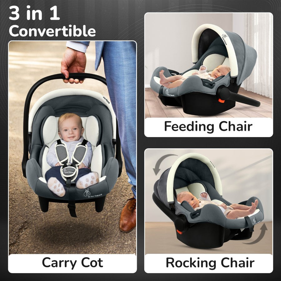 R For Rabbit Picaboo Sportz 3-in-1 Convertible Carry Cot Light Grey