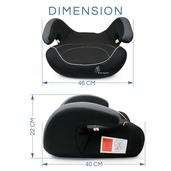 R For Rabbit Little Jack Elite Booster Car Seat For 3 to 12 Black Grey
