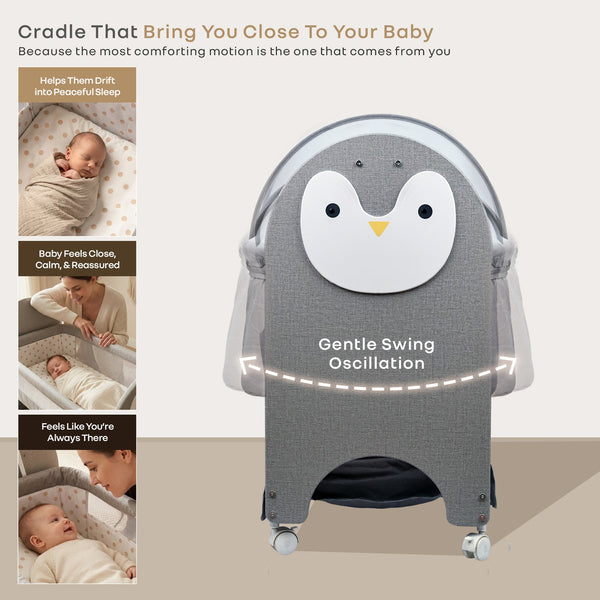 R for Rabbit Lullabies Woodsy Snowy Baby Cradle 0–18M – Grey White