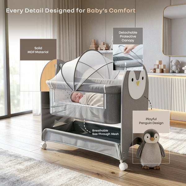 R for Rabbit Lullabies Woodsy Snowy Baby Cradle 0–18M – Grey White