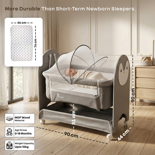 R for Rabbit Lullabies Woodsy Snowy Baby Cradle 0–18M – Grey White