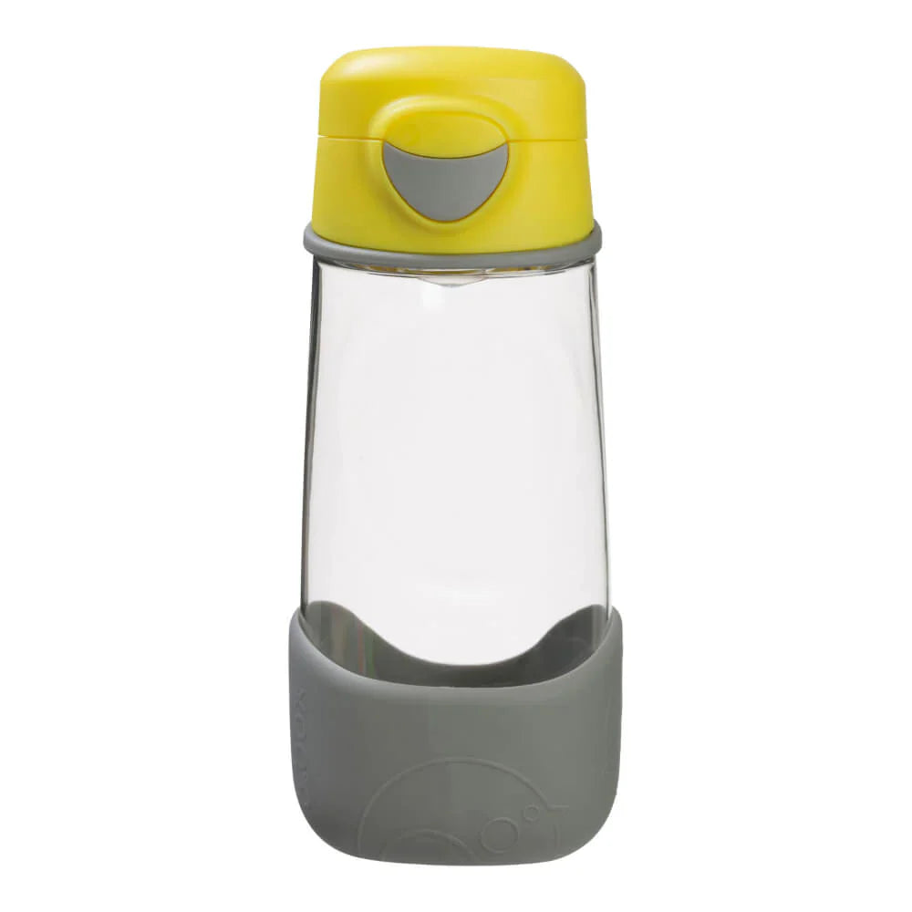 B Box Tritan Sport Spout Drink Bottle 450Ml - Lemon Sherbet Yellow Grey