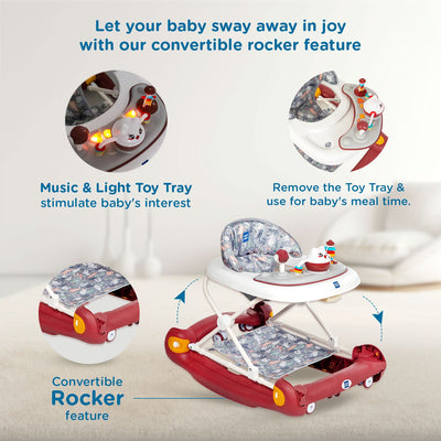 Mee Mee 2-in-1 Baby Walker & Rocker 6–18M Up to 15kg – Red