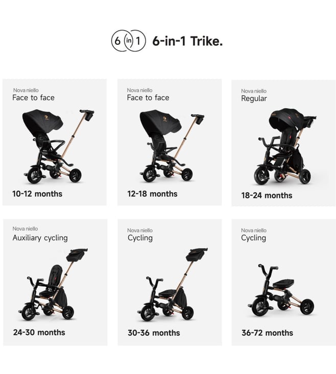 QPlay Nova Niello 6-in-1 Foldable Trike 10-72 Months Black