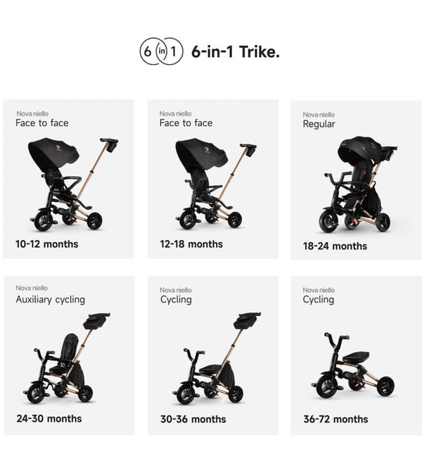 QPlay Nova Niello 6-in-1 Foldable Trike 10-72 Months Black